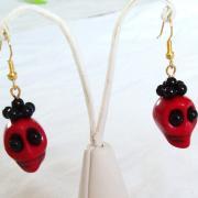 Red Turquoise SKull Earring