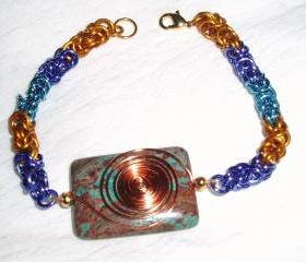 Gemstone and Multi Colour Chain Maille Bracelet Handmade Jewelry gift ideas 