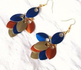Scale Maille Multi Colour Earring Handmade Jewelry gift ideas 